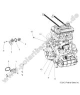 Polaris, Ranger 900 XP, ENGINE, COOLING, THERMOSTAT AND BYPASS